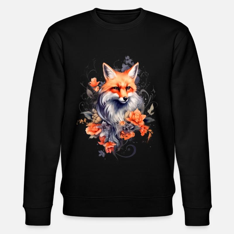 Fuchs und Blumen - Stanley/Stella Unisex Bio-Sweatshirt CHANGER  - Schwarz