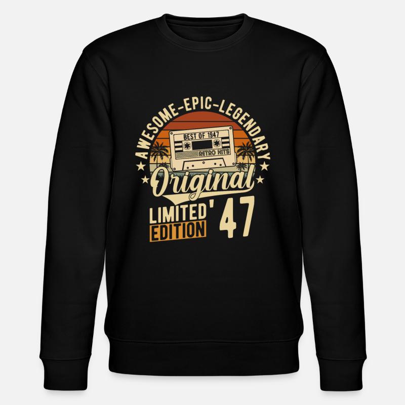 Millésime 1947 joie d’anniversaire - Sweat bio CHANGER Stanley/Stella Unisexe - noir