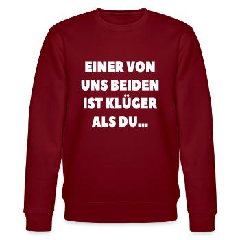 Kluge Sprüche Duo - Stanley/Stella Unisex Bio-Sweatshirt CHANGER  - Burgunderrot - Vorne - Nik (191cm) & Marisol (170cm)