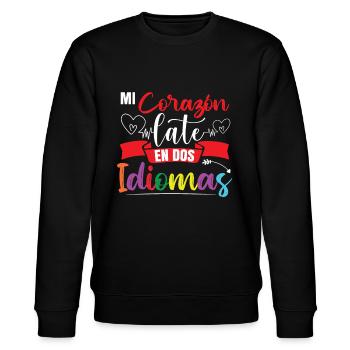 Spanischlehrerschule Zweisprachig - Stanley/Stella Unisex Bio-Sweatshirt CHANGER  - Schwarz - Vorne - Nik (191cm) & Marisol (170cm)