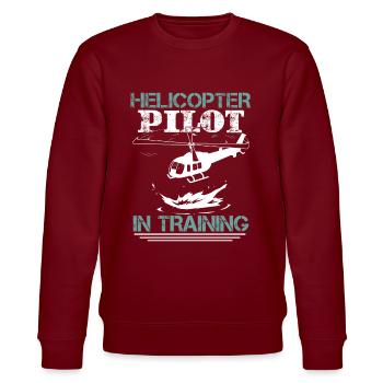 Lustiger Hubschrauberpilot Luftfahrt - Stanley/Stella Unisex Bio-Sweatshirt CHANGER  - Burgunderrot - Vorne - Nik (191cm) & Marisol (170cm)