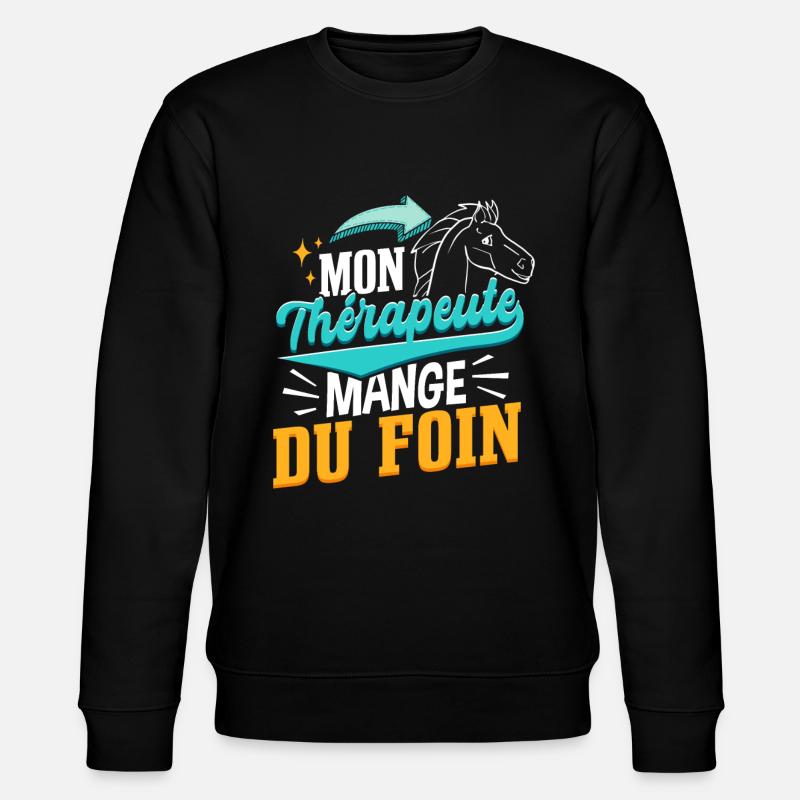Drôle Chevaux Équitation Cheval - Sweat bio CHANGER Stanley/Stella Unisexe - noir