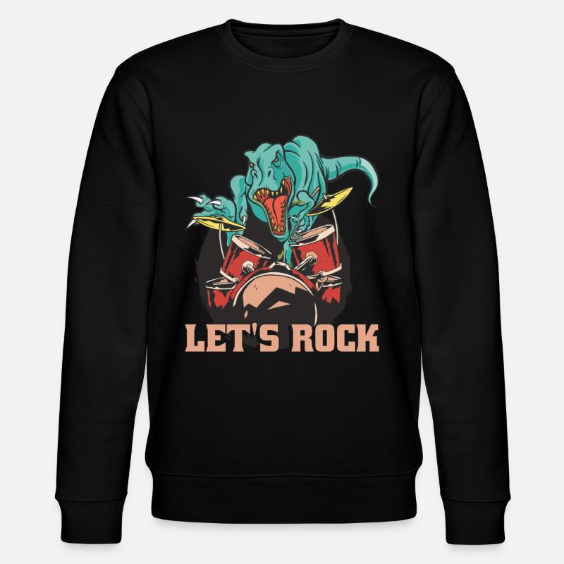 Funny Dinosaur Playing Drums - Stanley/Stella CHANGER Unisex Organic Sweatshirt - black