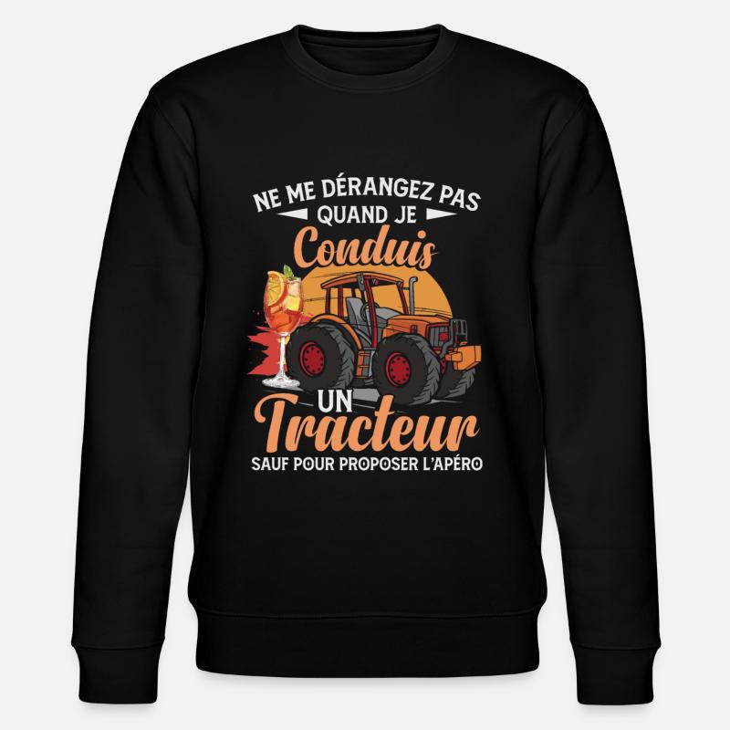 Tracteur Apéro Humour - Sweat bio CHANGER Stanley/Stella Unisexe - noir