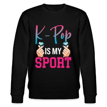 K-Pop Is My Sport - Stanley/Stella CHANGER Unisex Organic Sweatshirt - black - Front - Nik (191cm) & Marisol (170cm)