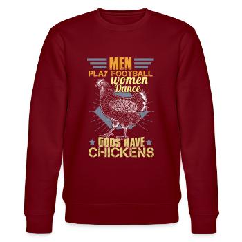 Hühnerkostüm Herren - Stanley/Stella Unisex Bio-Sweatshirt CHANGER  - Burgunderrot - Vorne - Nik (191cm) & Marisol (170cm)