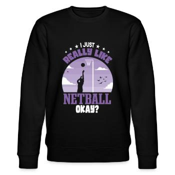 Ich mag Netball einfach sehr - Stanley/Stella Unisex Bio-Sweatshirt CHANGER  - Schwarz - Vorne - Nik (191cm) & Marisol (170cm)