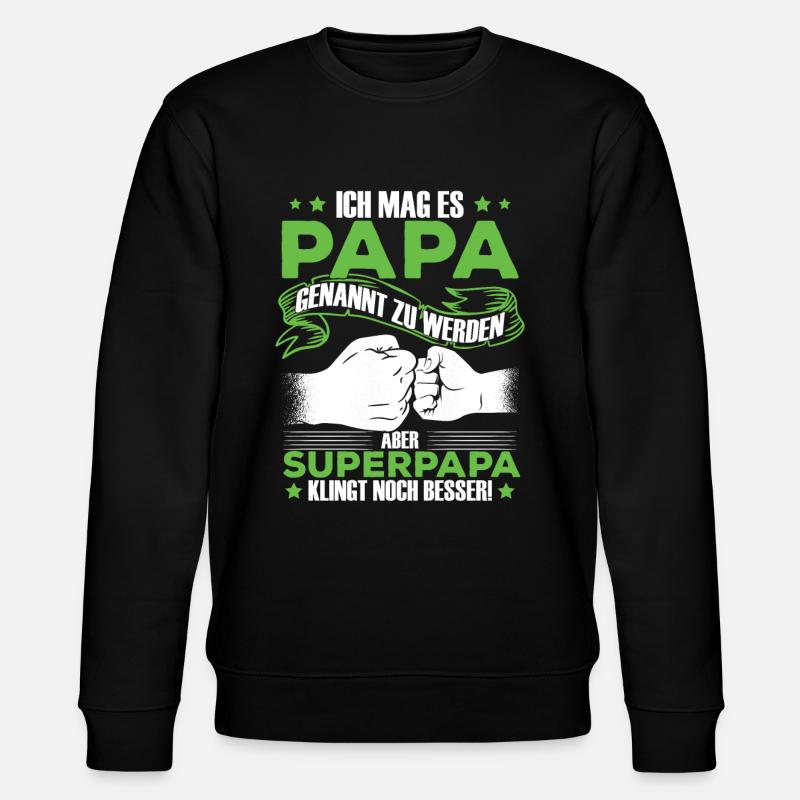 Papa Superpapa Sprüche - Stanley/Stella Unisex Bio-Sweatshirt CHANGER  - Schwarz