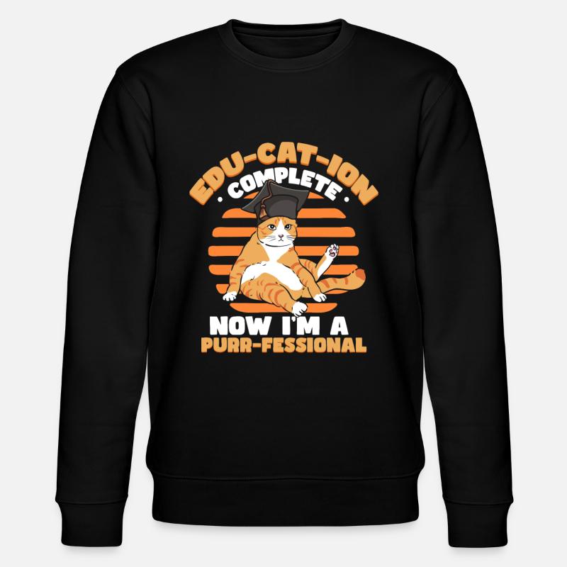 Funny Graduation Cat - Stanley/Stella CHANGER Unisex Organic Sweatshirt - black