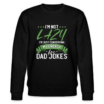 Papa Witz Lustiger Papa - Stanley/Stella Unisex Bio-Sweatshirt CHANGER  - Schwarz - Vorne - Nik (191cm) & Marisol (170cm)