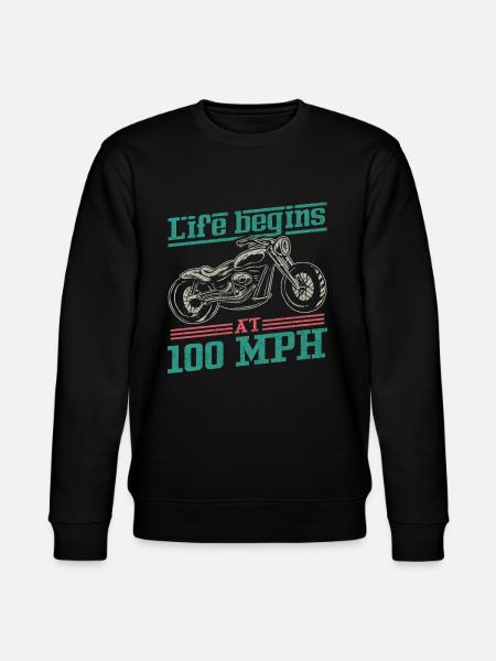 Life Begins At 100 MPH - Stanley/Stella CHANGER Unisex Organic Sweatshirt - black