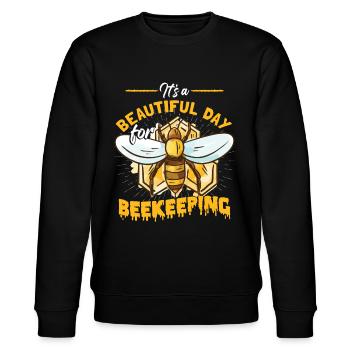 Es ist ein schöner Tag für die Imkerei | Honigbienen - Stanley/Stella Unisex Bio-Sweatshirt CHANGER  - Schwarz - Vorne - Nik (191cm) & Marisol (170cm)