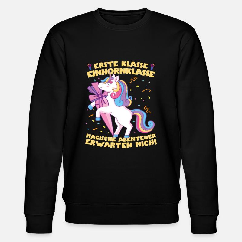 Erste Klasse Einhornklasse - Stanley/Stella Unisex Bio-Sweatshirt CHANGER  - Schwarz