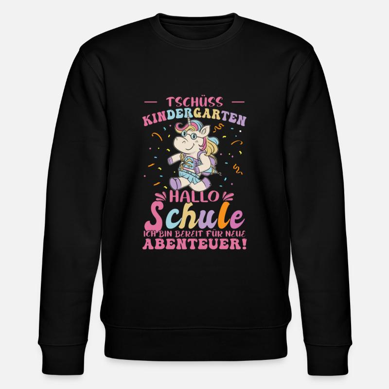 Tschüss Kindergarten Einhorn - Stanley/Stella Unisex Bio-Sweatshirt CHANGER  - Schwarz