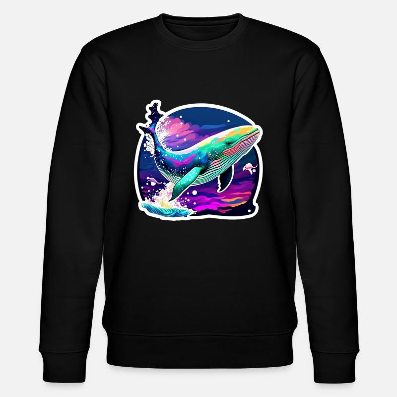 Psychedelic Whale - Stanley/Stella Unisex Bio-Sweatshirt CHANGER  - Schwarz