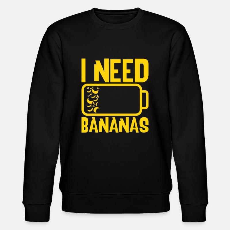 Ich brauche Bananen Obst - Stanley/Stella Unisex Bio-Sweatshirt CHANGER  - Schwarz