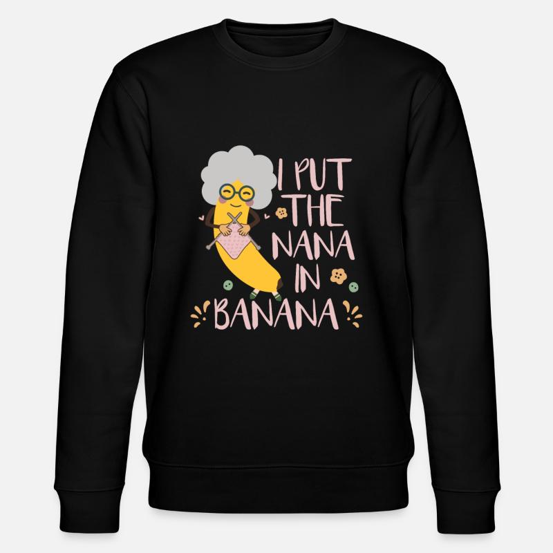 Oma Nana Banane - Stanley/Stella Unisex Bio-Sweatshirt CHANGER  - Schwarz