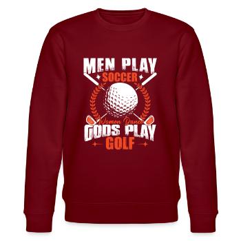 Götter spielen Golf - Stanley/Stella Unisex Bio-Sweatshirt CHANGER  - Burgunderrot - Vorne - Nik (191cm) & Marisol (170cm)