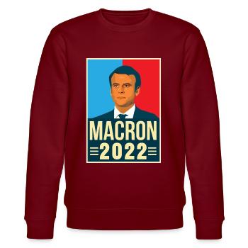 Emmanuel Macron Président de la république 2022 - Sweat bio CHANGER Stanley/Stella Unisexe - bordeaux - Devant - Nik (191cm) & Marisol (170cm)