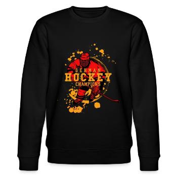 Eishockey Deutschland German Hockey Champions - Stanley/Stella Unisex Bio-Sweatshirt CHANGER  - Schwarz - Vorne - Nik (191cm) & Marisol (170cm)