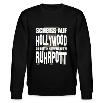 Ruhrpott Ruhrgebiet Spruch Sprüche Slang Dialekt - Stanley/Stella Unisex Bio-Sweatshirt CHANGER  - Schwarz - Vorne - Nik (191cm) & Marisol (170cm)