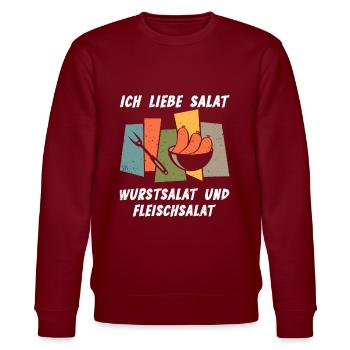 Ich Liebe Salat Wurstsalat Anti Vegan Fleischesser - Stanley/Stella Unisex Bio-Sweatshirt CHANGER  - Burgunderrot - Vorne - Nik (191cm) & Marisol (170cm)