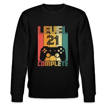 21. Geburtstag Gamer Level 21 Complete 21 Jahre - Stanley/Stella Unisex Bio-Sweatshirt CHANGER  - Schwarz - Vorne - Nik (191cm) & Marisol (170cm)