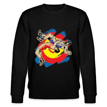 Ringen Ringer Kampfsport Kraftsport Ringsport - Stanley/Stella Unisex Bio-Sweatshirt CHANGER  - Schwarz - Vorne - Nik (191cm) & Marisol (170cm)