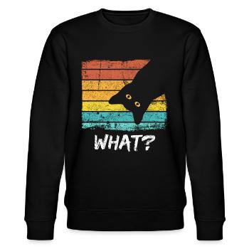 Katze Katzenmotiv Katzen T-Shirt Katzen Geschenk - Stanley/Stella Unisex Bio-Sweatshirt CHANGER  - Schwarz - Vorne - Nik (191cm) & Marisol (170cm)