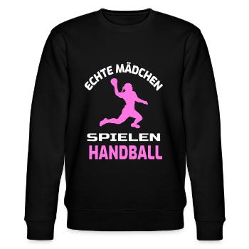 Mädchen Handball Spielerin Spruch Handballerin - Stanley/Stella Unisex Bio-Sweatshirt CHANGER  - Schwarz - Vorne - Nik (191cm) & Marisol (170cm)