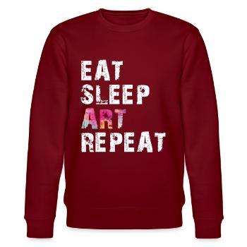 EAT SLEEP ART REPEAT - Stanley/Stella CHANGER Unisex Organic Sweatshirt - burgundy - Front - Nik (191cm) & Marisol (170cm)