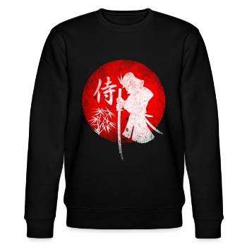 Samurai vor Roter Sonne mit Bambus - Stanley/Stella Unisex Bio-Sweatshirt CHANGER  - Schwarz - Vorne - Nik (191cm) & Marisol (170cm)