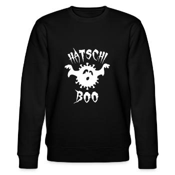 Halloween - Corona Virus Hatschi Boo Geist - Stanley/Stella Unisex Bio-Sweatshirt CHANGER  - Schwarz - Vorne - Nik (191cm) & Marisol (170cm)