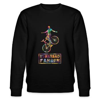 Kunstradfahren - Low Poly - Bunt - Stanley/Stella Unisex Bio-Sweatshirt CHANGER  - Schwarz - Vorne - Nik (191cm) & Marisol (170cm)
