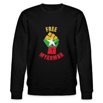 Myanmar - Fist - Free Myanmar - Stanley/Stella Unisex Bio-Sweatshirt CHANGER  - Schwarz - Vorne - Nik (191cm) & Marisol (170cm)
