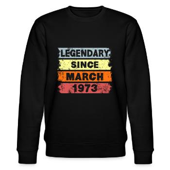 Legendary since March 1973 - Geburtstag - Stanley/Stella Unisex Bio-Sweatshirt CHANGER  - Schwarz - Vorne - Nik (191cm) & Marisol (170cm)