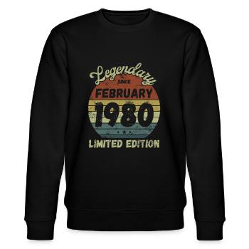 Legendary since February 1980 - Geburtstag - Stanley/Stella Unisex Bio-Sweatshirt CHANGER  - Schwarz - Vorne - Nik (191cm) & Marisol (170cm)