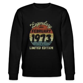 Legendary since February 1973 - Geburtstag - Stanley/Stella Unisex Bio-Sweatshirt CHANGER  - Schwarz - Vorne - Nik (191cm) & Marisol (170cm)