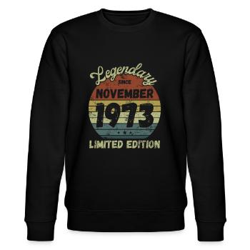 Legendary since November 1973 - Geburtstag - Stanley/Stella Unisex Bio-Sweatshirt CHANGER  - Schwarz - Vorne - Nik (191cm) & Marisol (170cm)