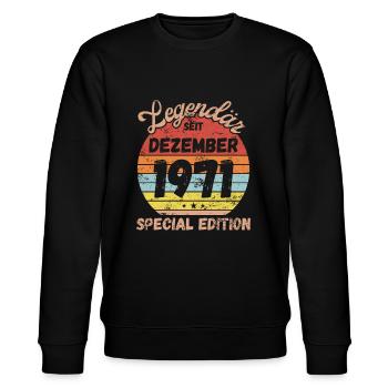 Dezember 1971 - Geburtstag im Dezember - Stanley/Stella Unisex Bio-Sweatshirt CHANGER  - Schwarz - Vorne - Nik (191cm) & Marisol (170cm)