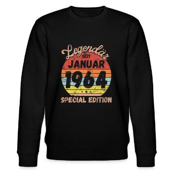 Januar 1964 - Geburtstag im Januar - Stanley/Stella Unisex Bio-Sweatshirt CHANGER  - Schwarz - Vorne - Nik (191cm) & Marisol (170cm)