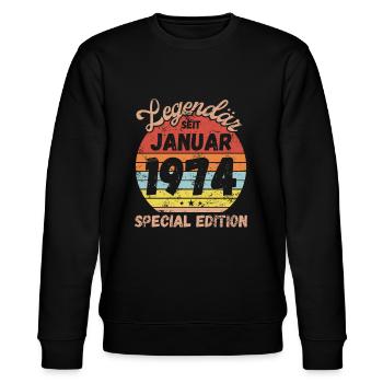 Januar 1974 - Geburtstag im Januar - Stanley/Stella Unisex Bio-Sweatshirt CHANGER  - Schwarz - Vorne - Nik (191cm) & Marisol (170cm)