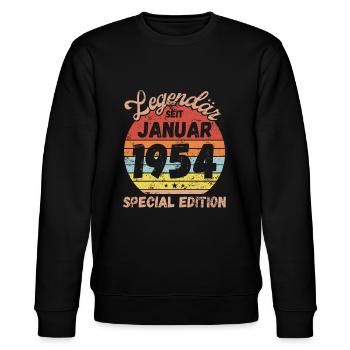 Januar 1954 - Geburtstag im Januar - Stanley/Stella Unisex Bio-Sweatshirt CHANGER  - Schwarz - Vorne - Nik (191cm) & Marisol (170cm)