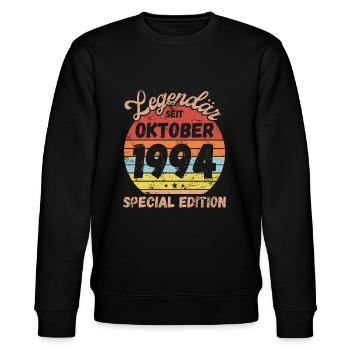 Oktober 1994 - Geburtstag im Oktober - Stanley/Stella Unisex Bio-Sweatshirt CHANGER  - Schwarz - Vorne - Nik (191cm) & Marisol (170cm)