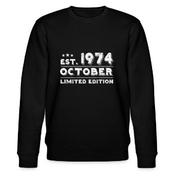 October 1974 - Birthday in October - Stanley/Stella CHANGER Unisex Organic Sweatshirt - black - Front - Nik (191cm) & Marisol (170cm)
