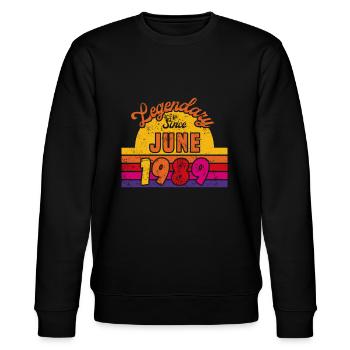 Juni 1989 - Geburtstag im Juni - Stanley/Stella Unisex Bio-Sweatshirt CHANGER  - Schwarz - Vorne - Nik (191cm) & Marisol (170cm)