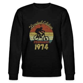 Geburtstag Fahrrad Bike February 1974 - Stanley/Stella Unisex Bio-Sweatshirt CHANGER  - Schwarz - Vorne - Nik (191cm) & Marisol (170cm)