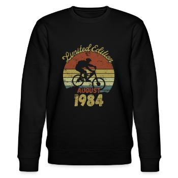 Birthday Bicycle Bike August 1984 - Stanley/Stella CHANGER Unisex Organic Sweatshirt - black - Front - Nik (191cm) & Marisol (170cm)