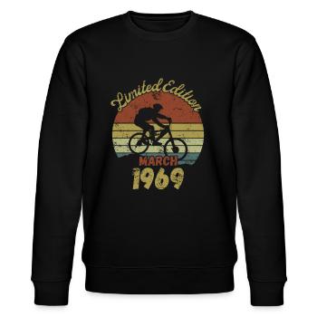 Geburtstag Fahrrad Bike March 1969 - Stanley/Stella Unisex Bio-Sweatshirt CHANGER  - Schwarz - Vorne - Nik (191cm) & Marisol (170cm)