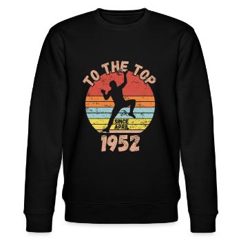 Geburtstag Klettern Bouldern seit April 1952 - Stanley/Stella Unisex Bio-Sweatshirt CHANGER  - Schwarz - Vorne - Nik (191cm) & Marisol (170cm)